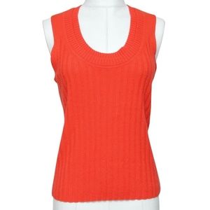 3.1 PHILLIP LIM Sweater Knit Orange Sleeveless Scoop Neck Ribbed Cashmere L NWT
